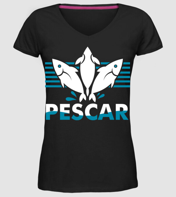 Pescar original model negru pe tricou