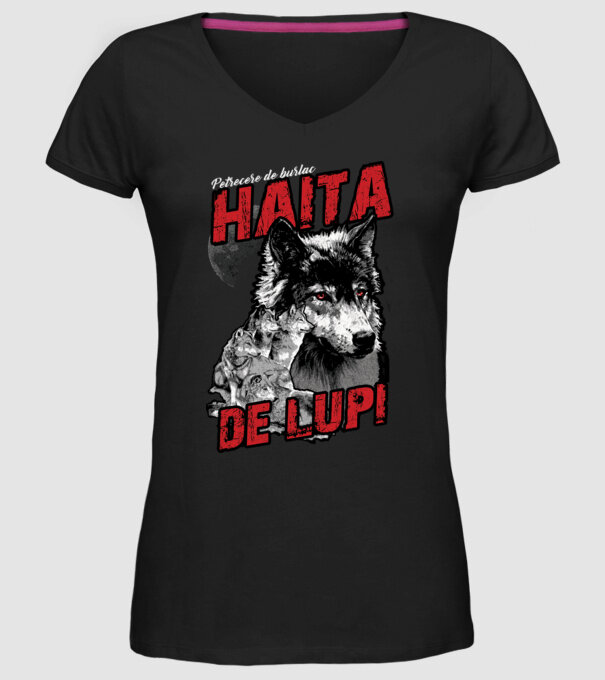 Petrecere de burlac - haită de lupi model negru pe tricou