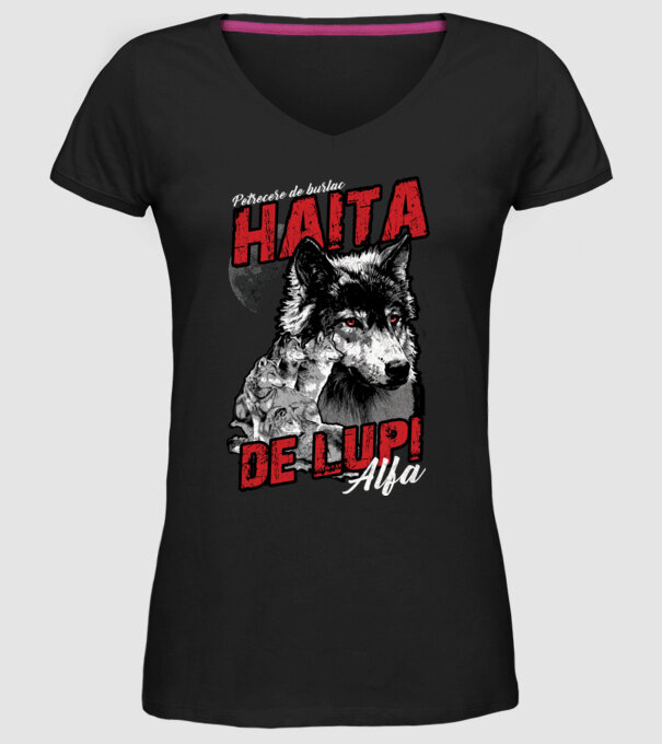 Petrecere de burlac - haită de lupi masculi alfa model negru pe tricou