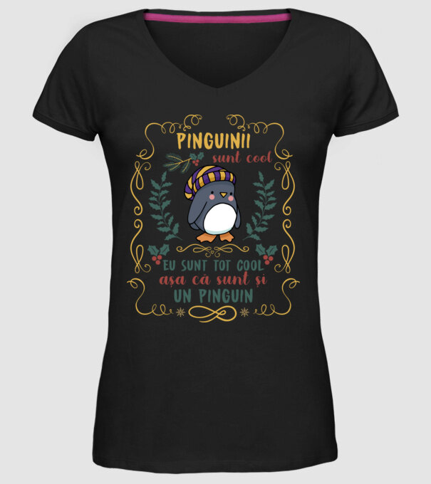 pinguinii sunt cool, eu sunt tot cool așa că sunt și un pinguin model negru pe tricou