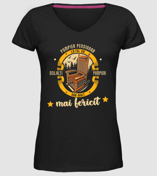 POMPIER pensionar - la fel ca ceilalți pompieri, dar mult mai fericit model negru pe tricou