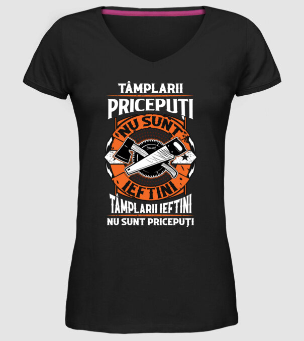 tâmplarii pricepuți nu sunt ieftini, tâmplarii ieftini nu sunt pricepuți model negru pe tricou