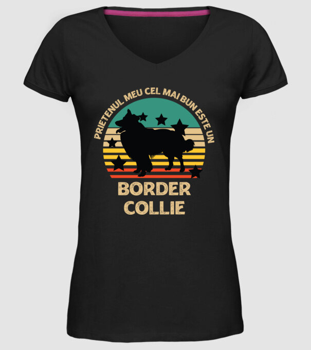 Prietenul meu cel mai bun este un border collie model negru pe tricou