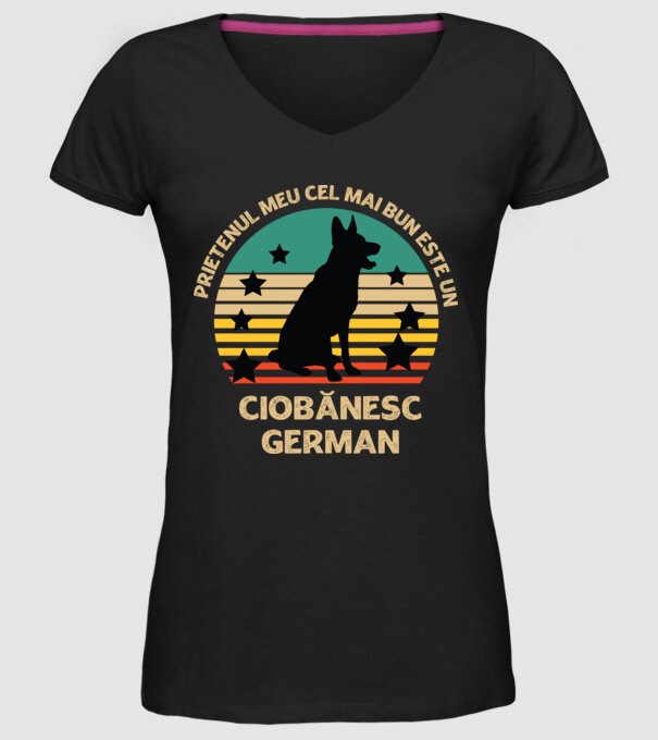 Prietenul meu cel mai bun este un ciobănesc german model negru pe tricou