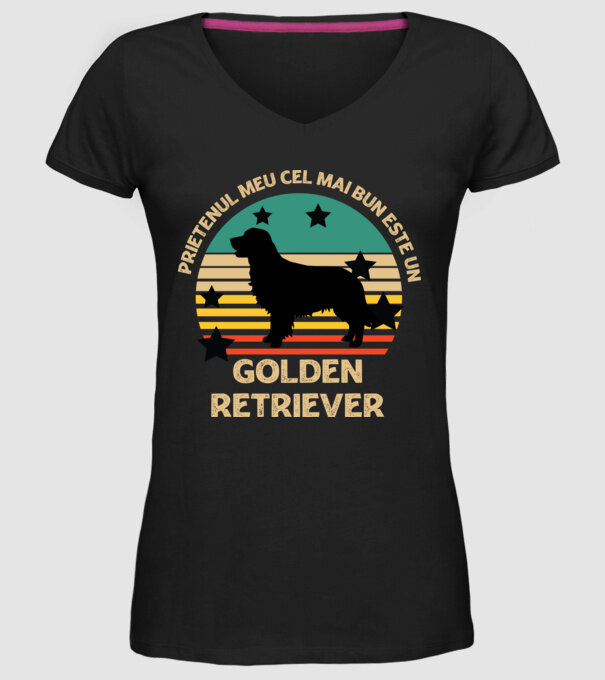 Prietenul meu cel mai bun este un golden retriever model negru pe tricou