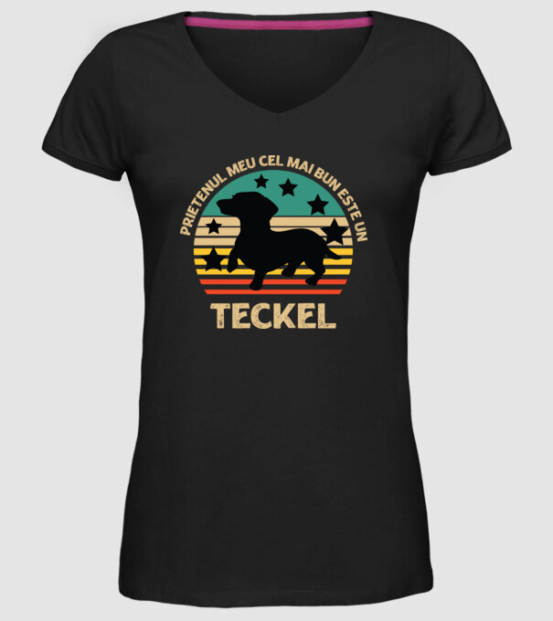 Prietenul meu cel mai bun este un teckel model negru pe tricou