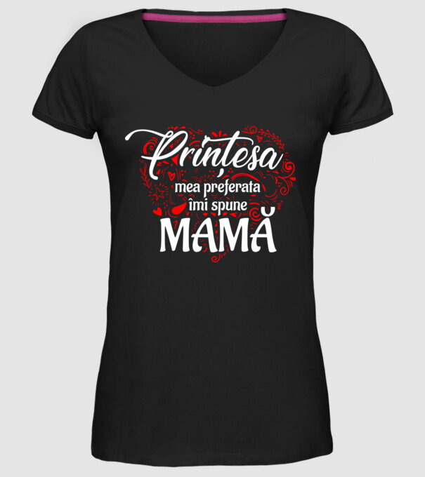 Prințesa mea de basm îmi spune mamă model negru pe tricou