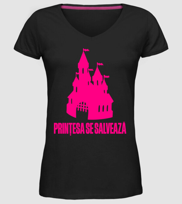 Prințesa se salvează model negru pe tricou