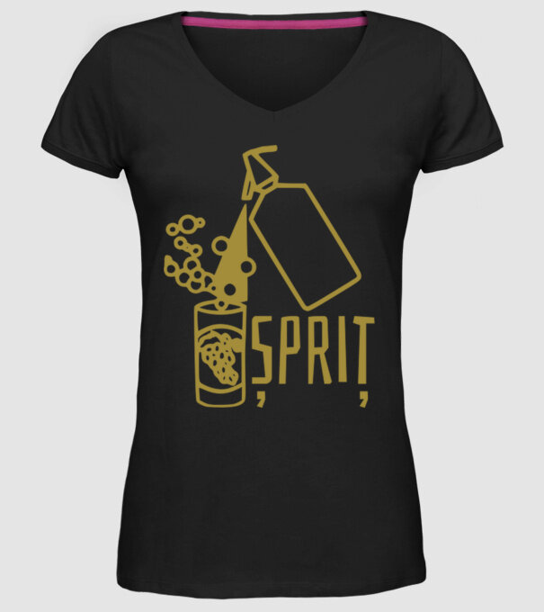 Șpriț model negru pe tricou