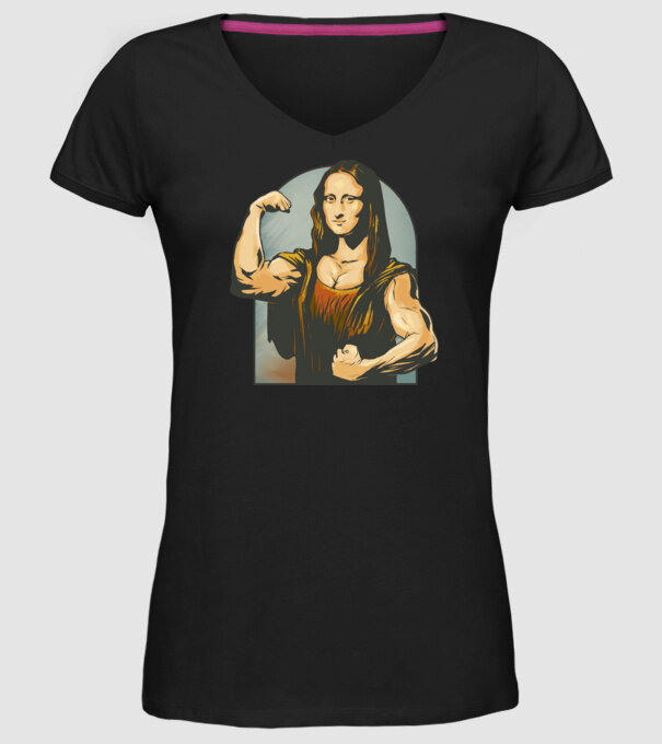 Pumped Mona model negru pe tricou
