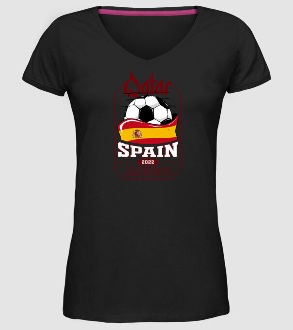 Qatar teams Spain model negru pe tricou