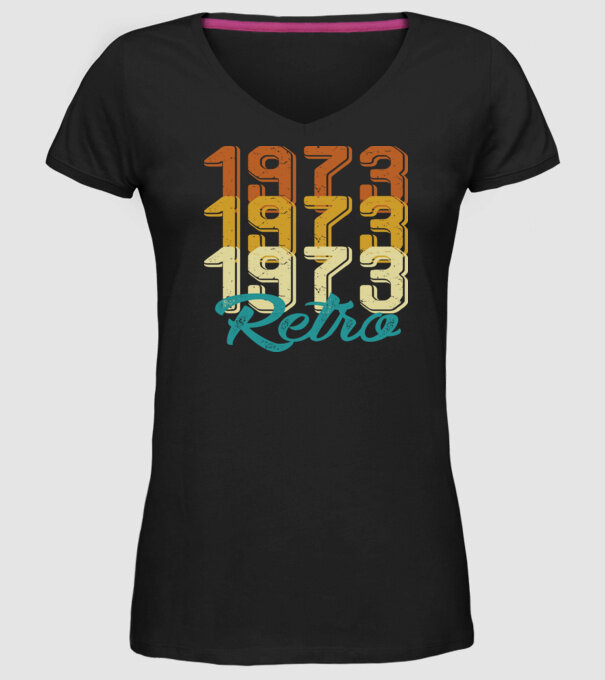 Retro 1973 model negru pe tricou
