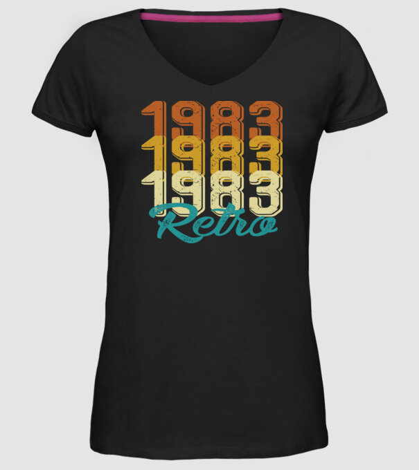 Retro 1983 model negru pe tricou