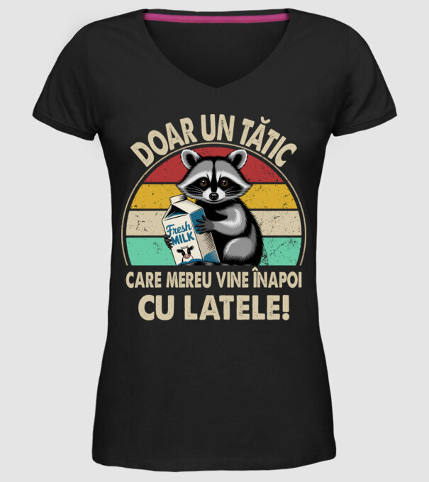 Retro Apa aki visszajött a tejjel RO model negru pe tricou