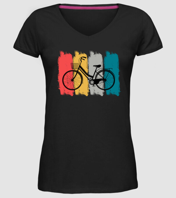 Retro city bike model negru pe tricou