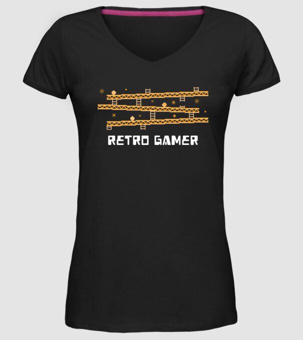Retro gamer 2 model negru pe tricou