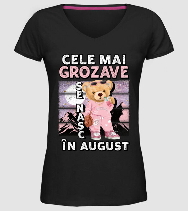 RETRO teddy fetişcană AUGUST model negru pe tricou