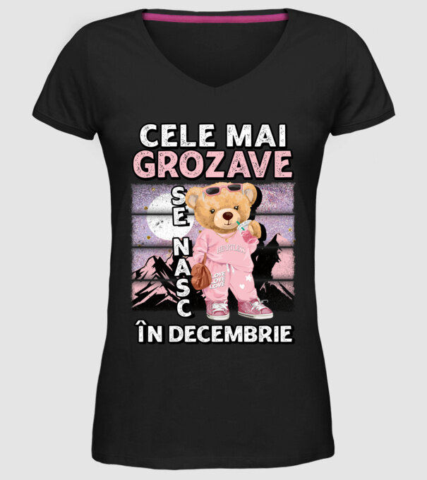 RETRO teddy fetişcană DECEMBRIE model negru pe tricou