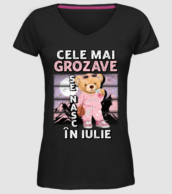RETRO teddy fetişcană IULIE model negru pe tricou