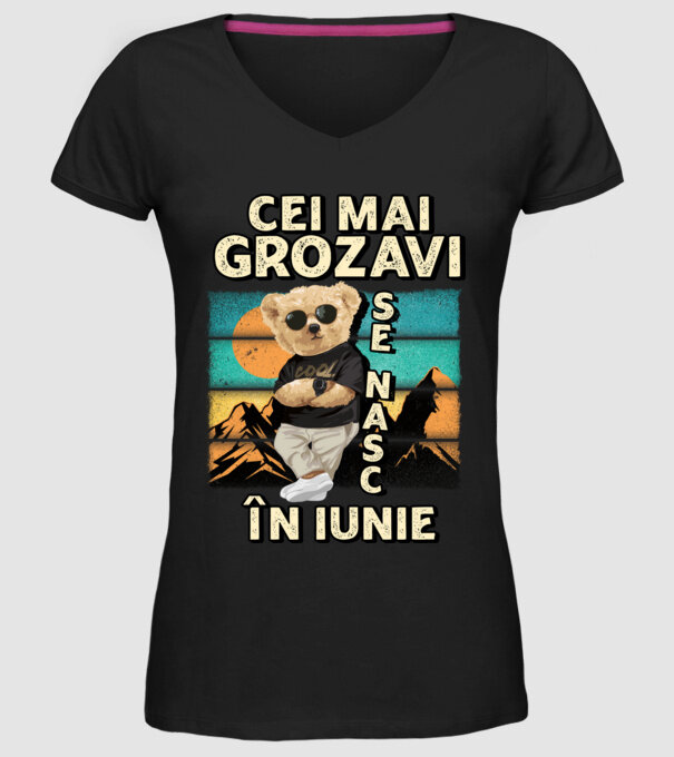 RETRO teddy IUNIE model negru pe tricou