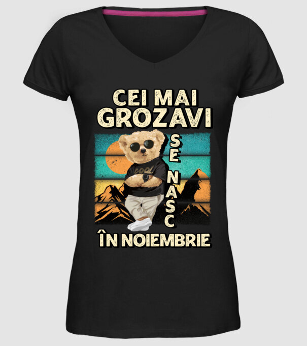 RETRO teddy NOIEMBRIE model negru pe tricou