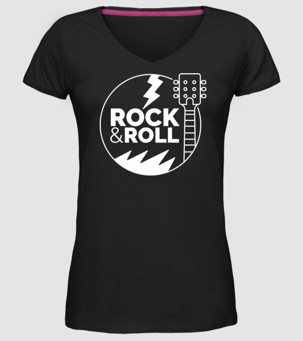 Rock n roll model negru pe tricou