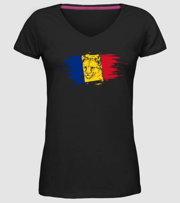romania eurasian lynx model negru pe tricou