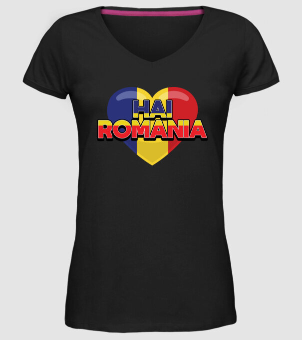 Romania heart model negru pe tricou