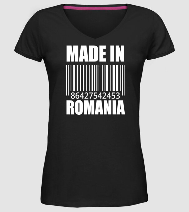 România made in model negru pe tricou