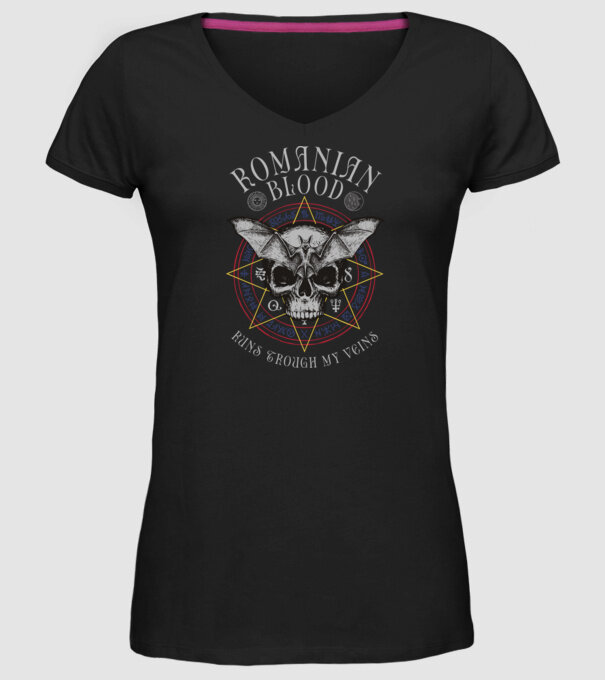 România Romanian Blood model negru pe tricou