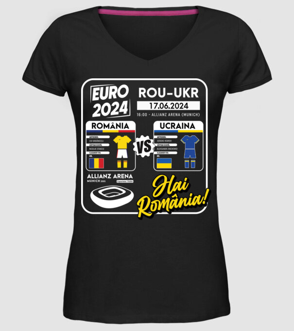 ROU-UKR euro 2024 calendar model negru pe tricou