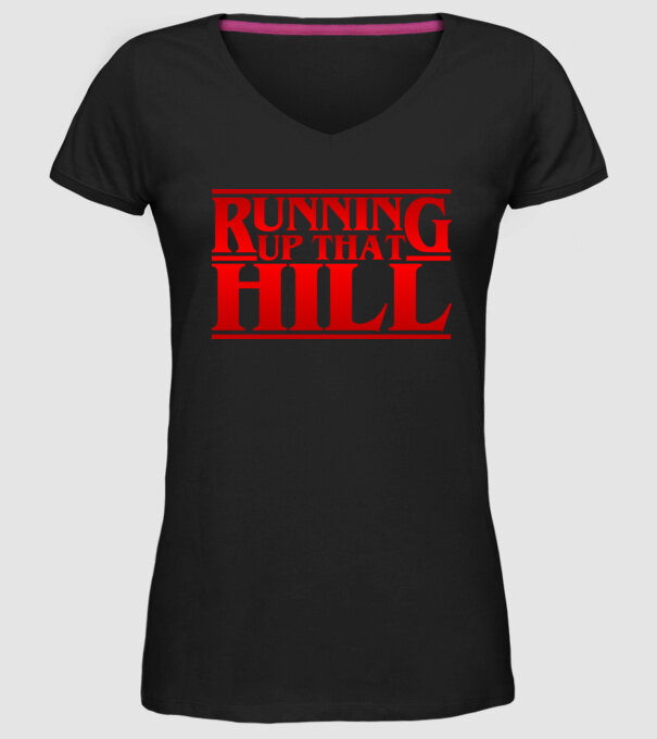 running up that hill model negru pe tricou
