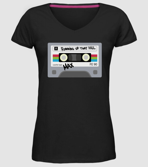 running up that hill casette model negru pe tricou