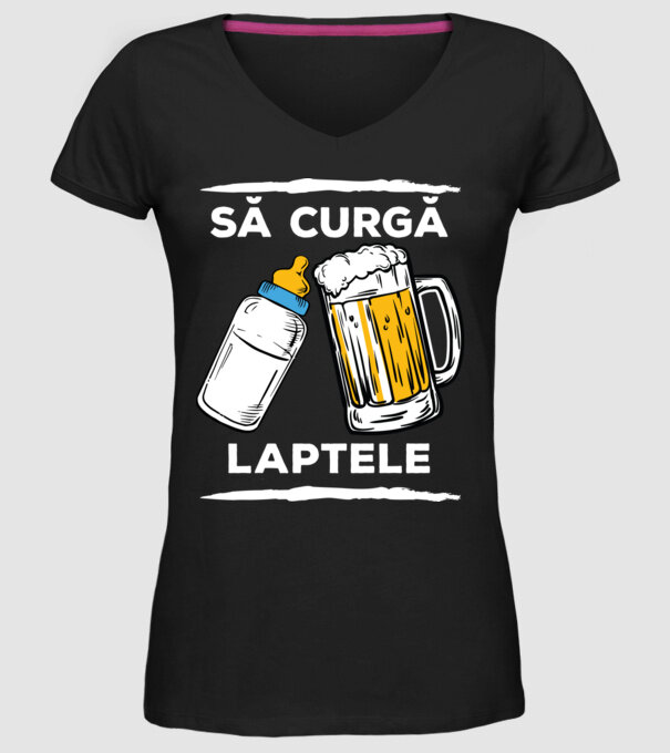 să curgă laptele! model negru pe tricou