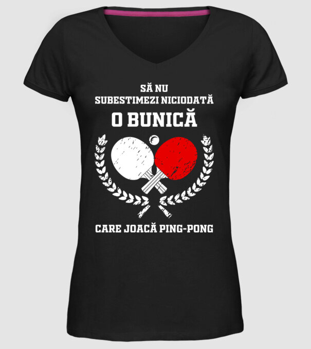 Să nu subestimezi niciodată o bunică care joacă ping-pong model negru pe tricou