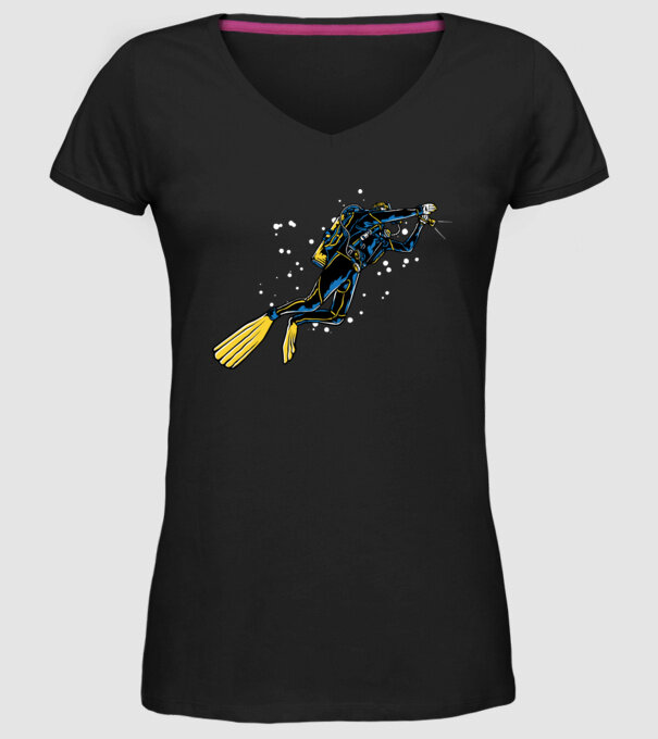 Scuba driver with light model negru pe tricou