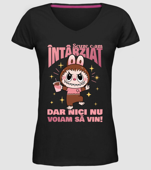 Scuze c-am întârziat model negru pe tricou