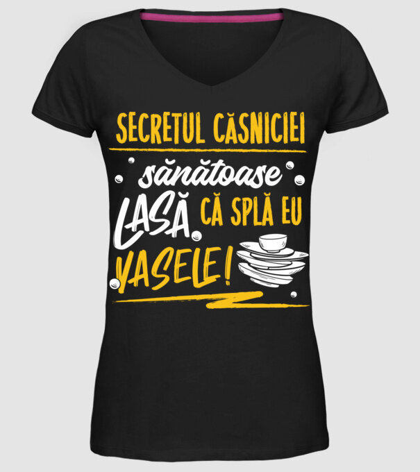 Secretul căsniciei sănătoase model negru pe tricou