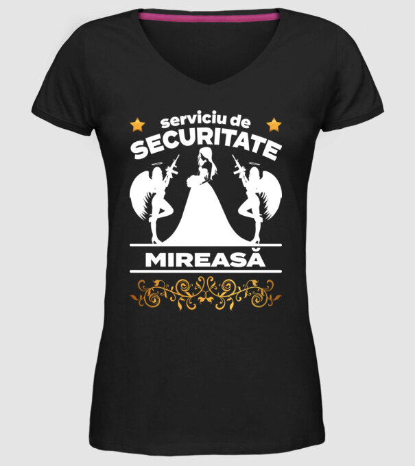 serviciu de securitate mireasă model negru pe tricou