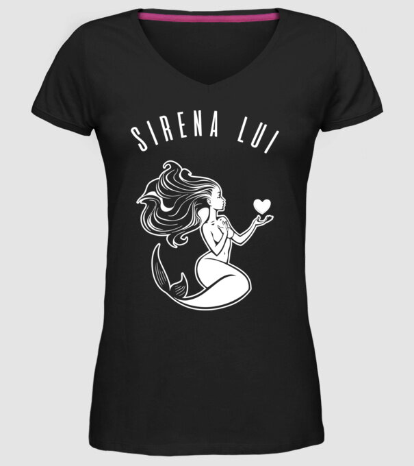 Sirena lui model negru pe tricou
