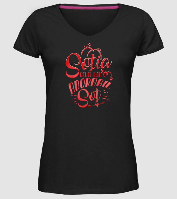 Soția celui mai adorabil soț model negru pe tricou