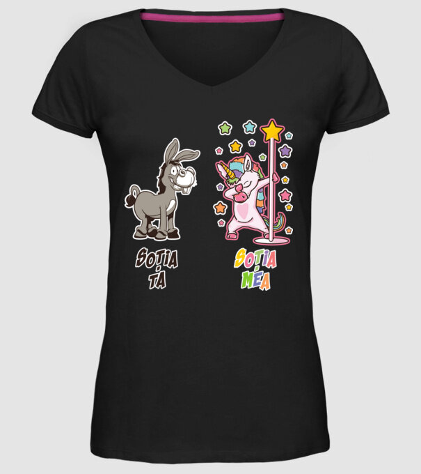 soția ta - soția mea model negru pe tricou