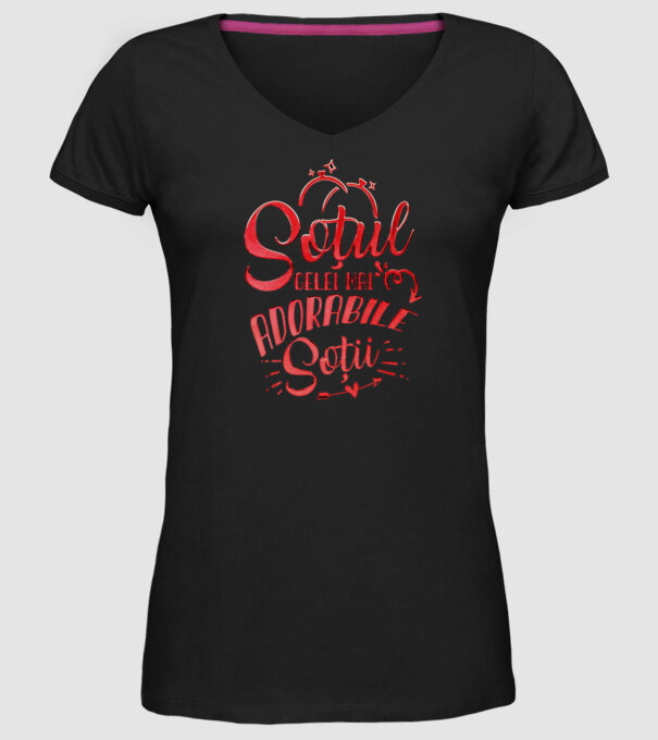 Soțul celei mai adorabile soții model negru pe tricou