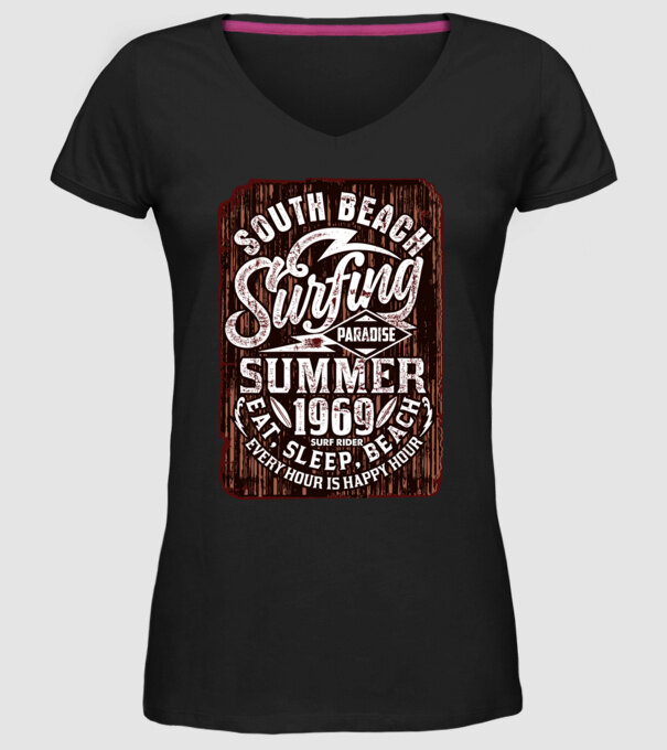 South Beach model negru pe tricou
