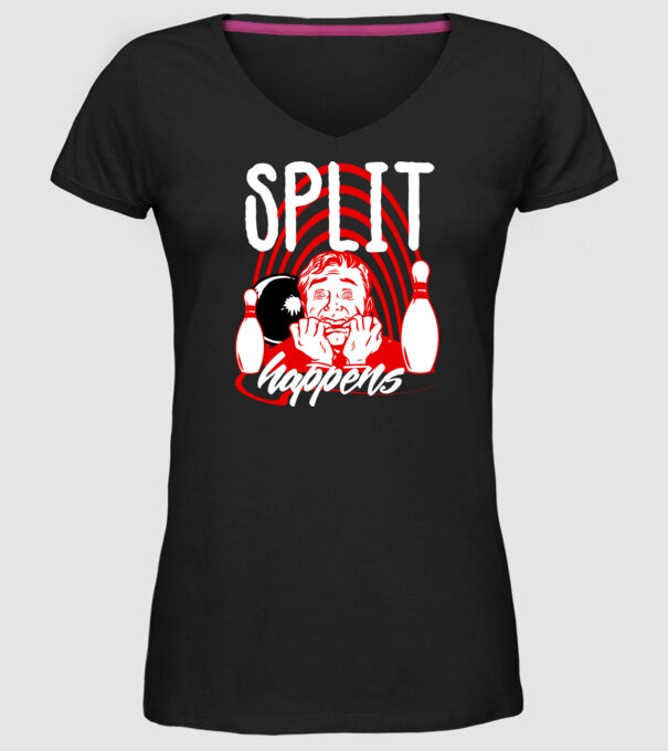 Split Happens model negru pe tricou