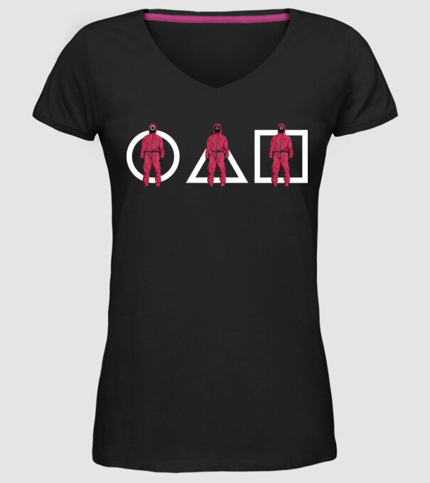 squid game characters model negru pe tricou