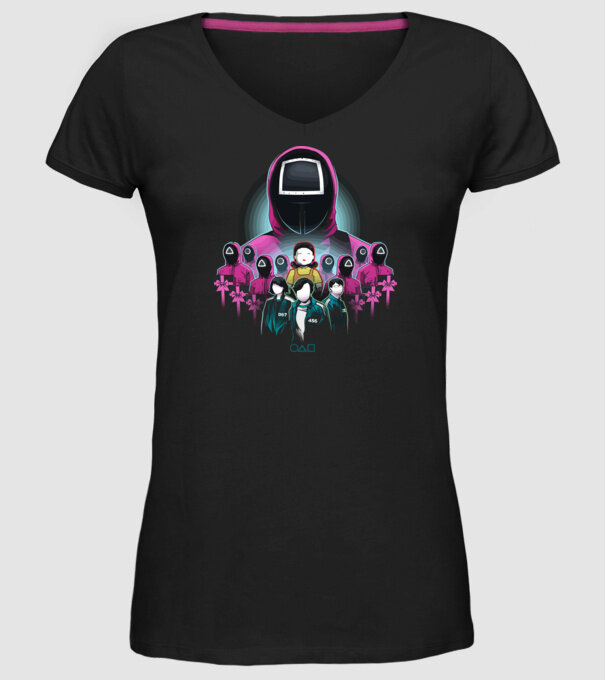 squid game crew model negru pe tricou
