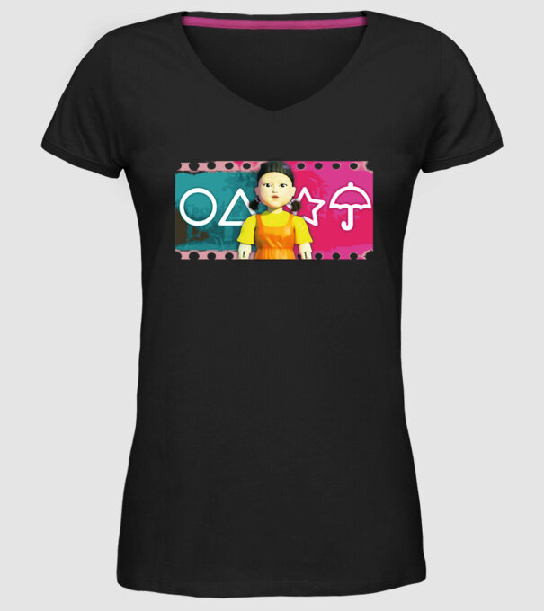squid game drawing model negru pe tricou