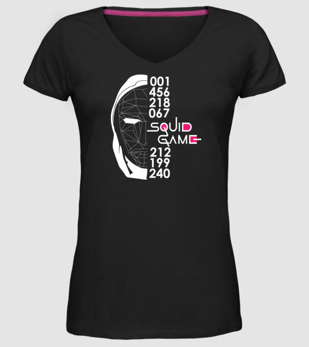 squid game numbers model negru pe tricou