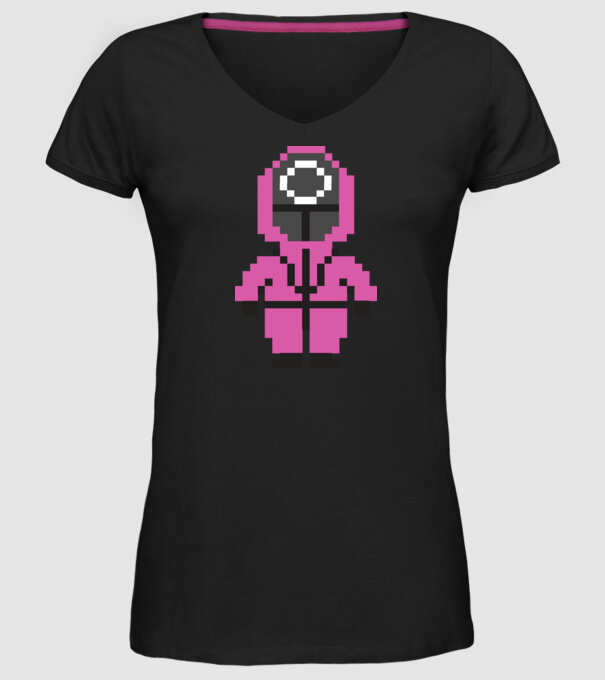 squid game pixel model negru pe tricou